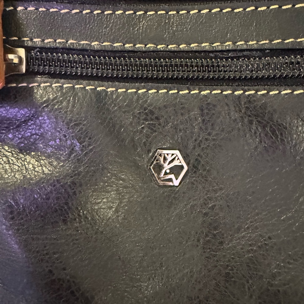 Black Leather Crossbody Bag with Tan Strap - Picture 7 of 8